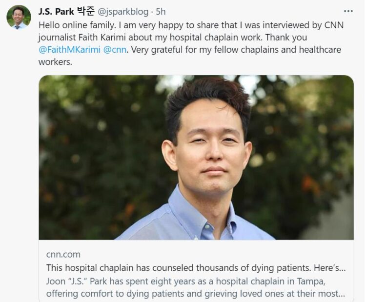 CNN, 죽음 앞둔 환자의 '마지막 얘기' 들어주는 한인 목사 조명